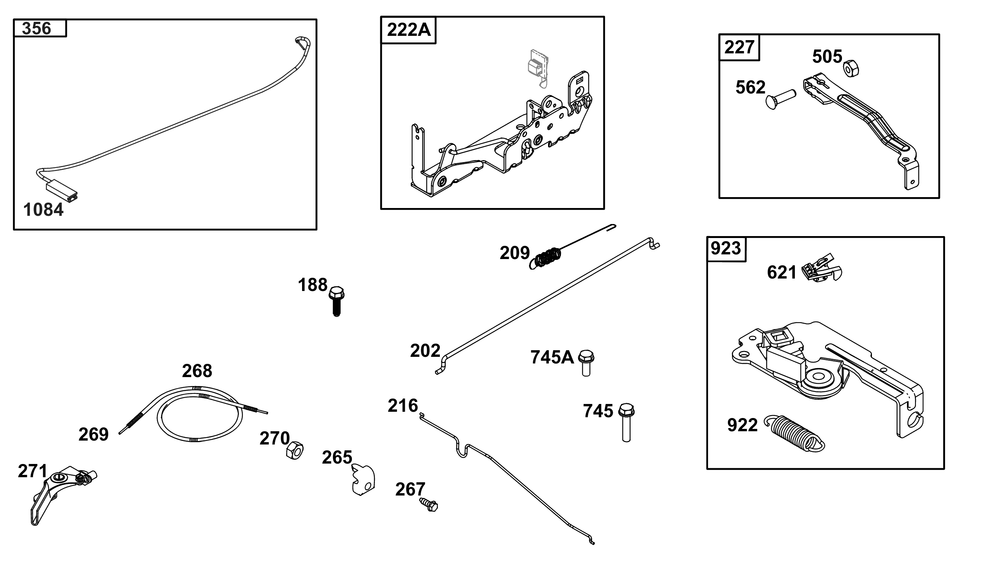 Controls Group Diagram and Parts List for 104M02-0029-H5 100000 - 19Z999 Briggs and Stratton Engine